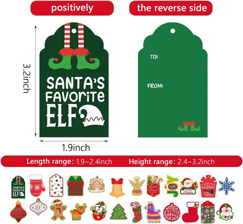 Nimbbex 72Pcs Christmas Gift Tags, Gift Tags for Christmas Presents, Christmas Tags for Christmas Holiday Present Wrap, DIY Craft, Candy Bags, Xmas Party，24 Styles - Image 3